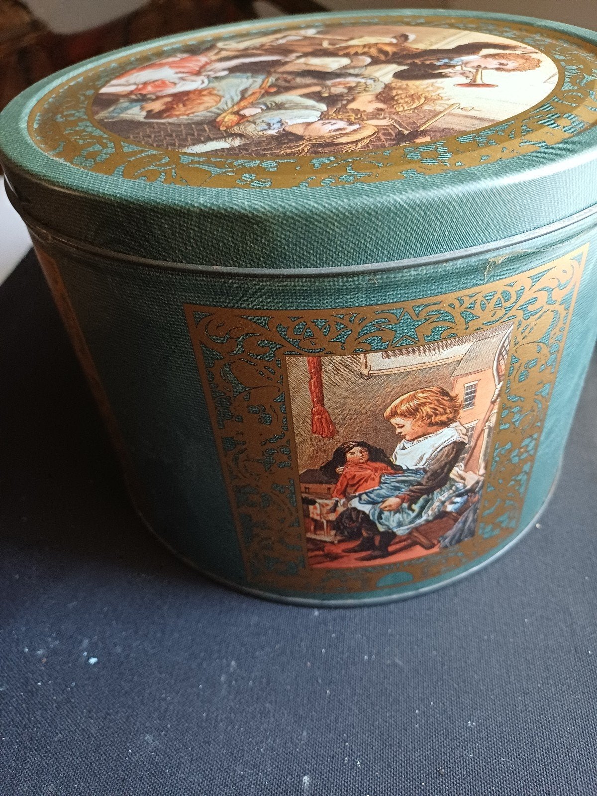 Vintage Koektrommel met Kinderillustraties, Antiek en Kunst, Ophalen of Verzenden