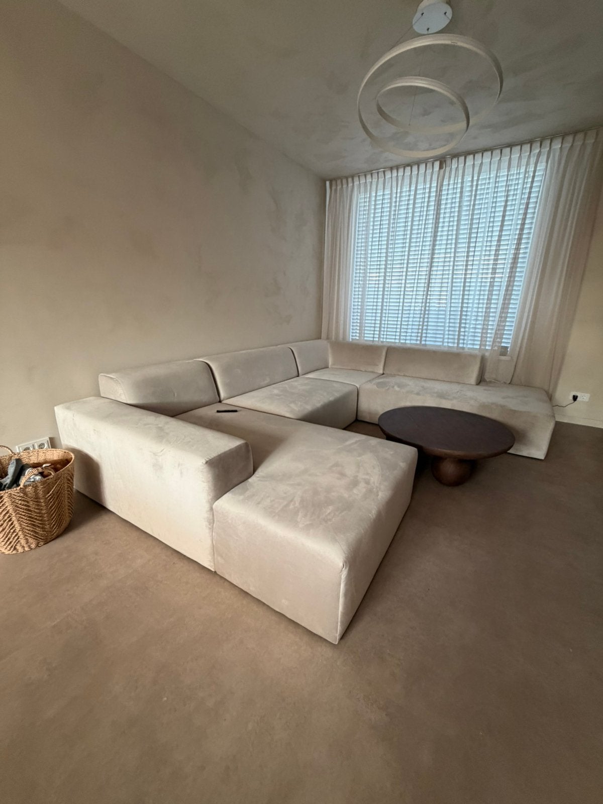 beige U bank, Ophalen of Verzenden, Zo goed als nieuw