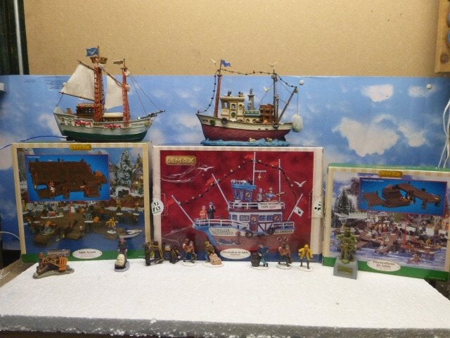 haven set lemax harbour schip boot kerstdorp scenery kerst, Ophalen, Gebruikt