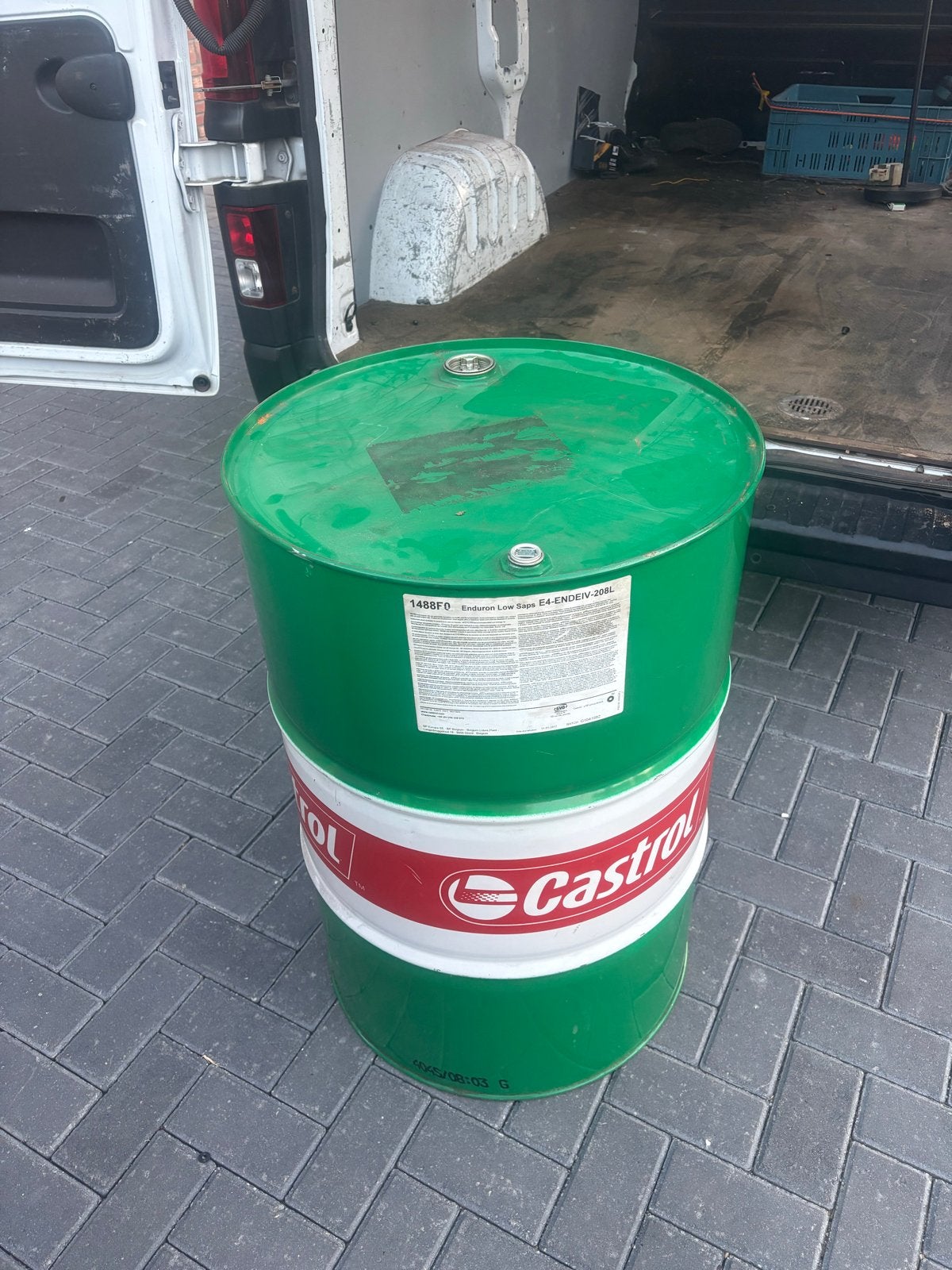 Leeg Castrol 208L vat - Groen/Wit, Ophalen, Gebruikt, Overige automerken