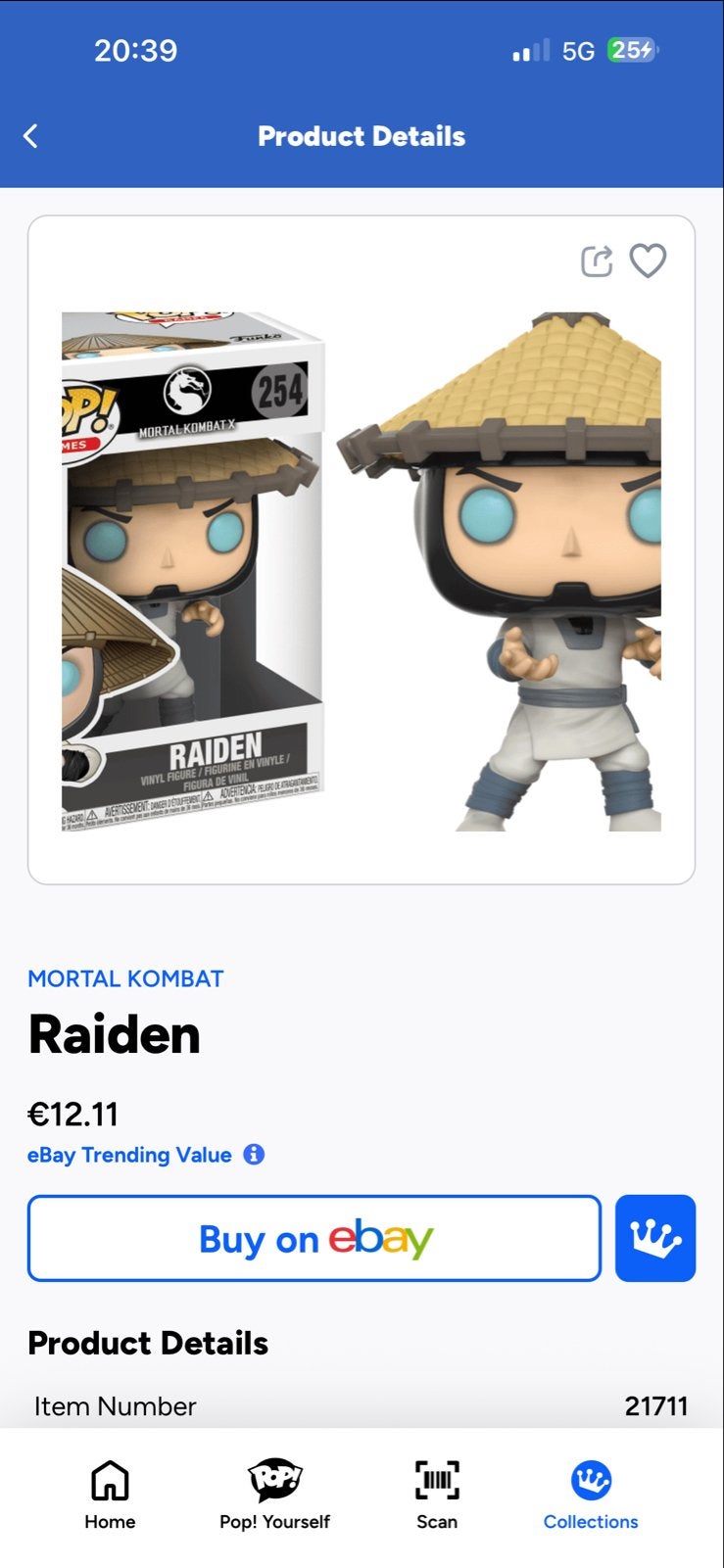 Funko Pop! Raiden #254 - Mortal Kombat X, Ophalen of Verzenden, Zo goed als nieuw