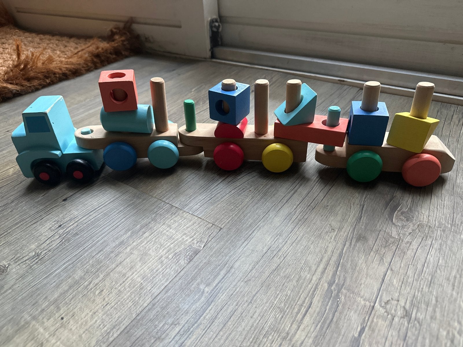 Houten trein met blokken - Educatief speelgoed, Ophalen, Gebruikt, Duw- of Trekspeelgoed