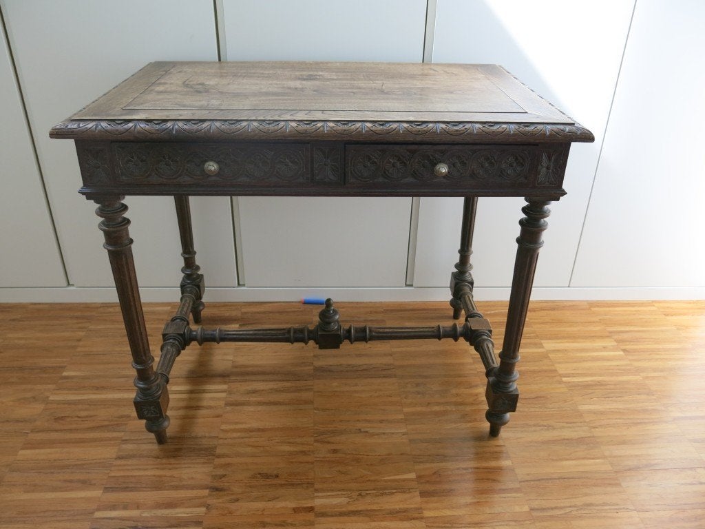 Antieke eikenhouten schrijftafel ca 1900, Ophalen