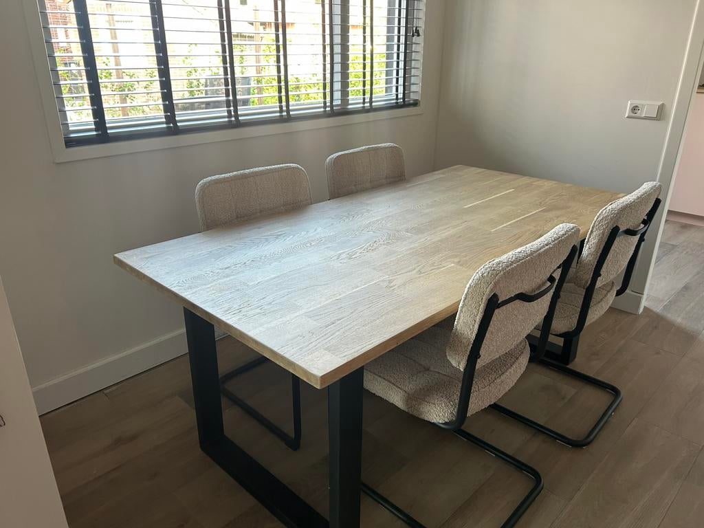 Eettafel mangohout, Huis en Inrichting, Tafels | Eettafels, Ophalen, 200 cm of meer, 50 tot 100 cm, Zo goed als nieuw