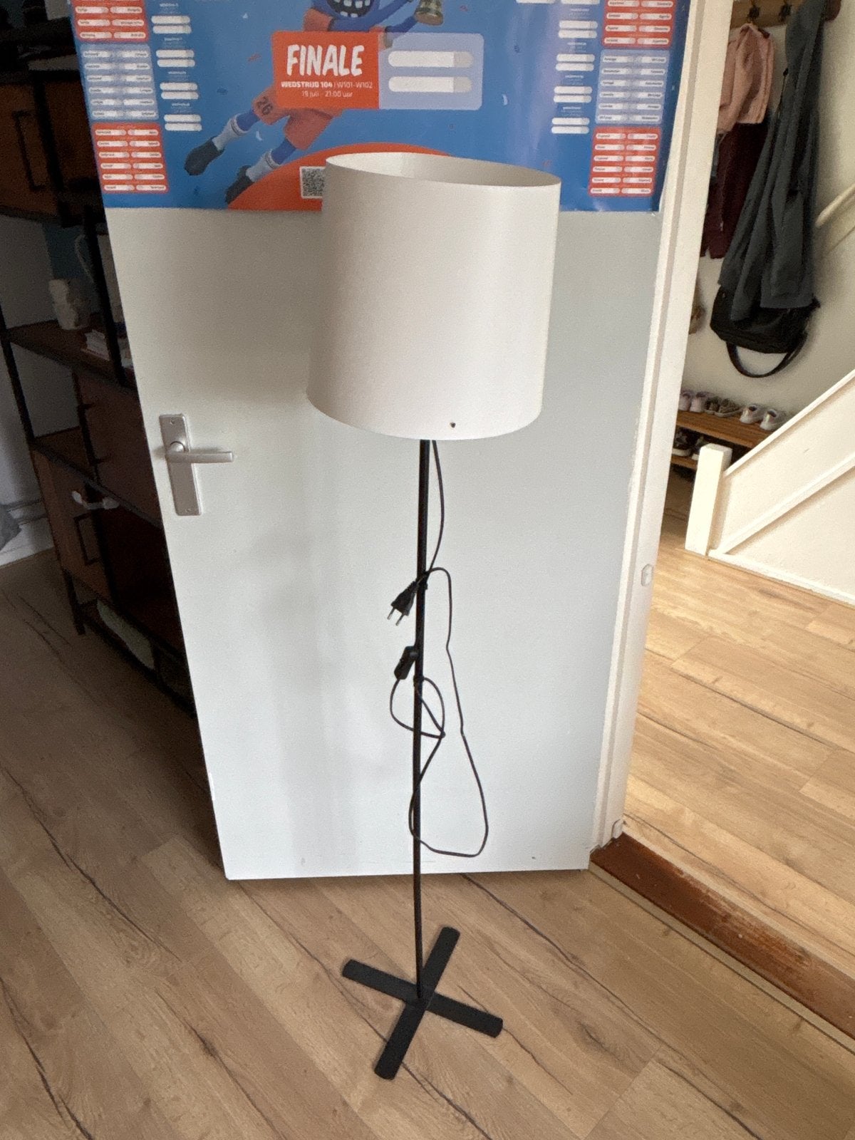Ikea Staande Lamp met Witte Kap, Ophalen, Gebruikt, Metaal, 150 tot 200 cm