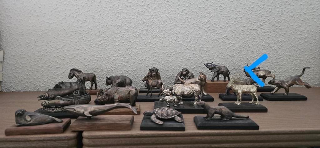 WNF Verzilverde Beeldjes Collectie (19 stuks), Verzamelen, Ophalen of Verzenden, Zo goed als nieuw, Overige soorten, Beeldje of Figuurtje