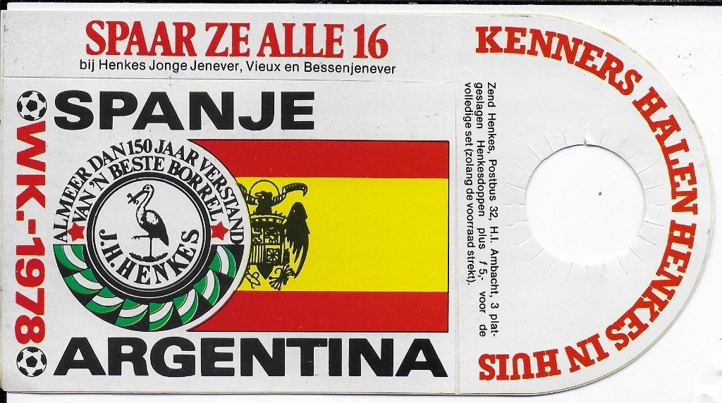 Rso92 sticker wk 1978 spanje argentina, Ophalen of Verzenden, Zo goed als nieuw, Bedrijf of Vereniging