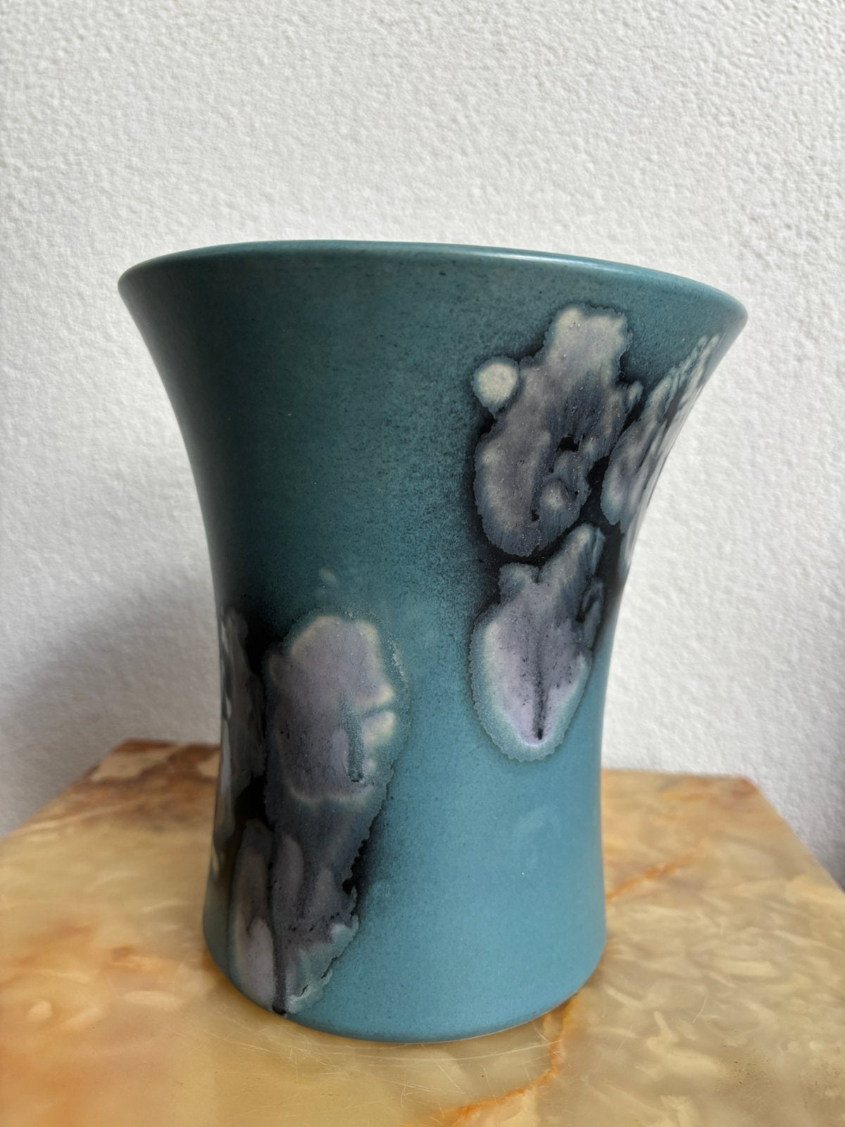 West-Germany vaas Dümler Breiden Keramik turquoise 16 cm, Ophalen of Verzenden