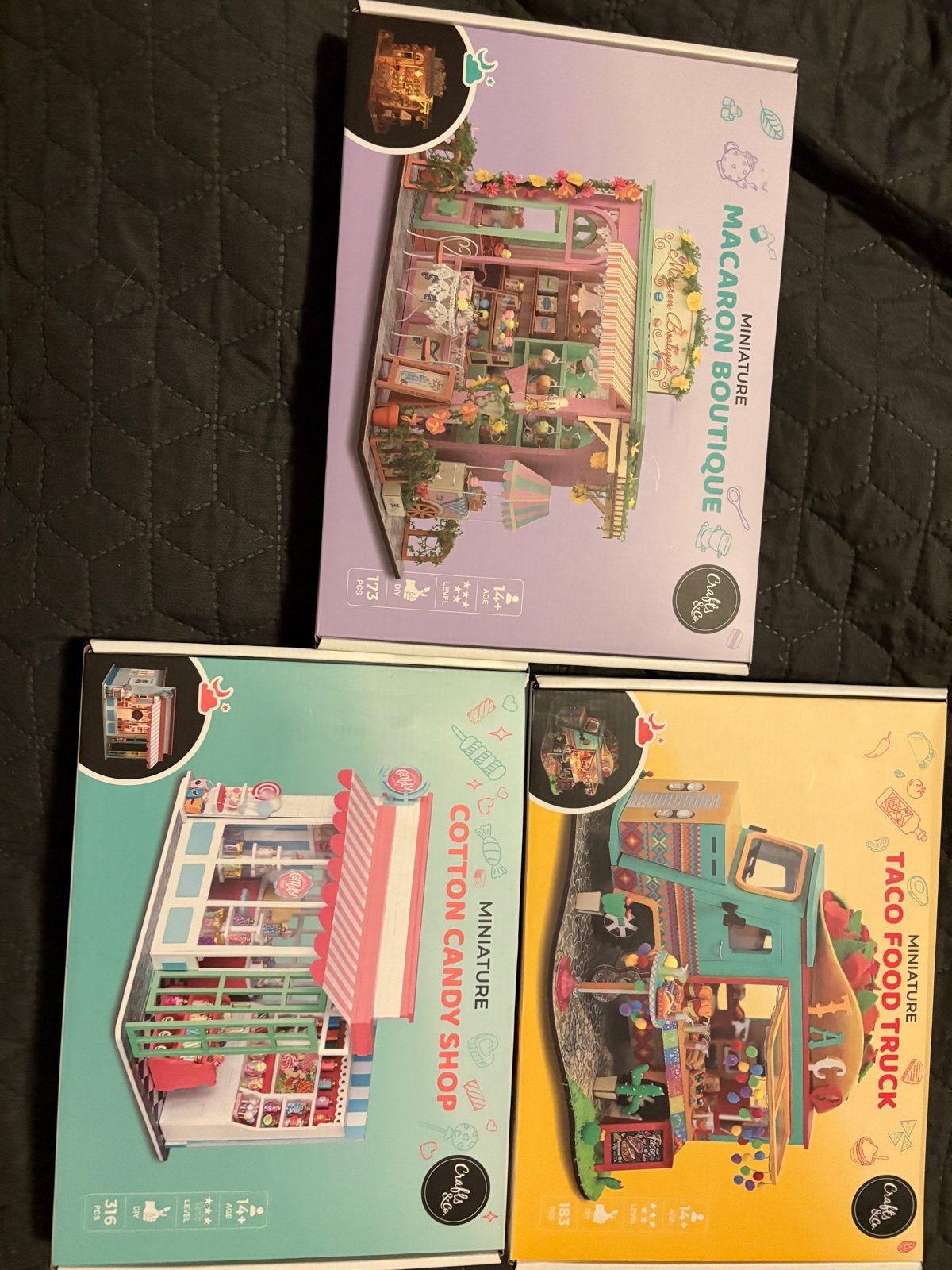 Miniatuur Bouwpakketten: Macaron, Suikerspin & Taco Truck, Hobby en Vrije tijd, Knutselen, Ophalen, Nieuw