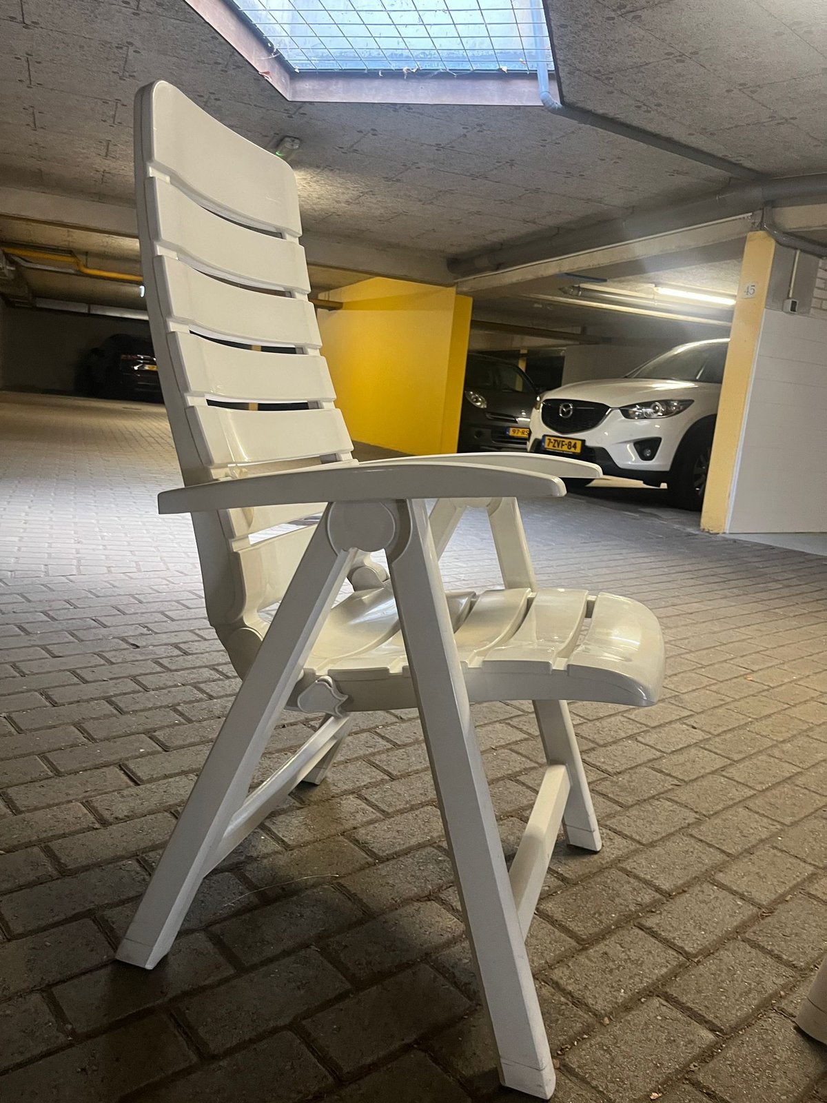 Witte inklapbare tuinstoel Hartman, Tuin en Terras, Tuinstoelen, Ophalen, Gebruikt, Kunststof