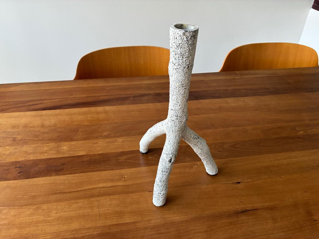 Kaarsenstandaard berkenbast eyecatcher, Huis en Inrichting, Woonaccessoires | Kandelaars en Kaarsen, 25 tot 50 cm, Wit, Ophalen of Verzenden