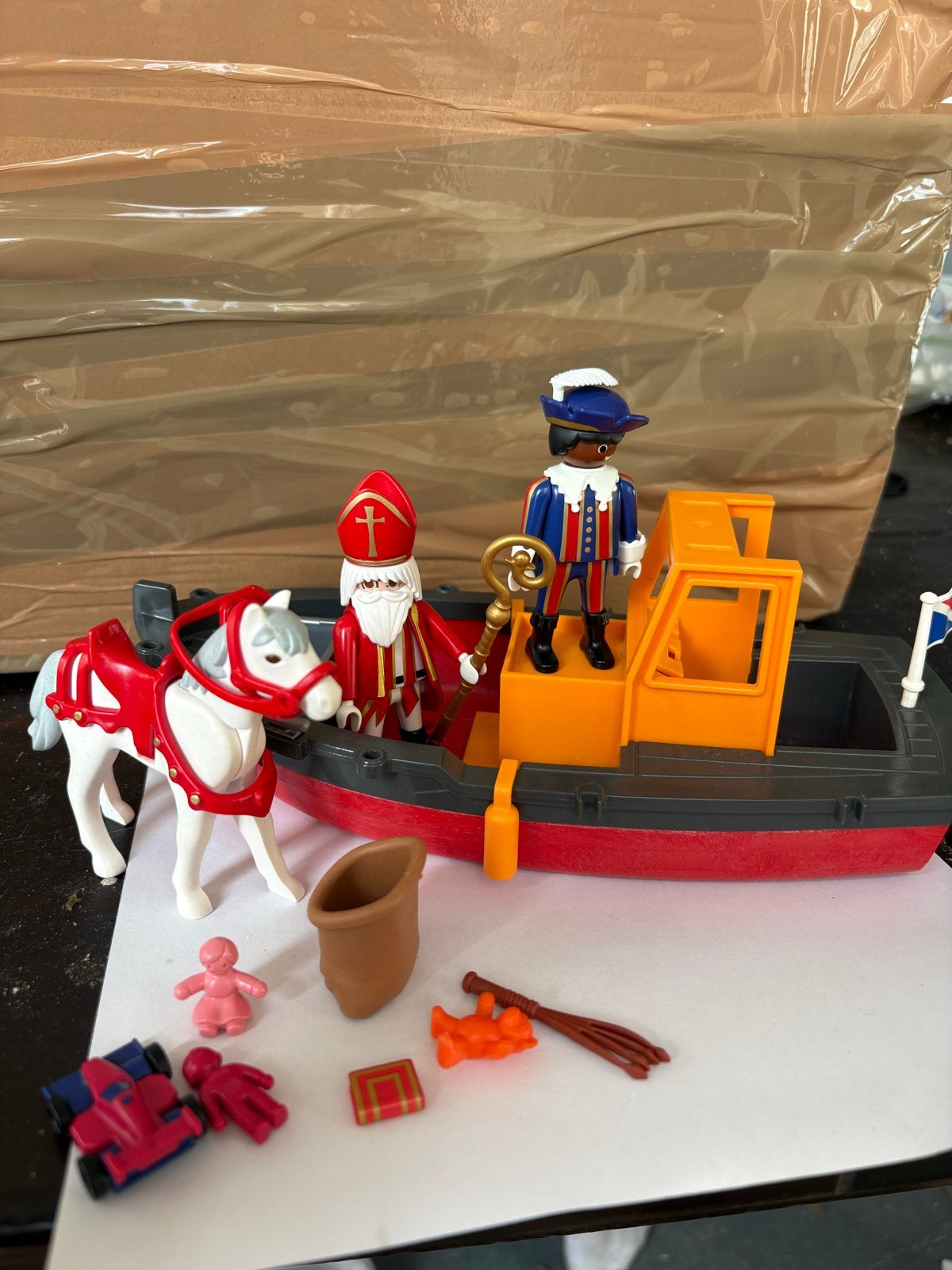 Playmobil Sinterklaas boot met figuren en accessoires, Gebruikt, Complete set, Ophalen of Verzenden, Boot/Schip
