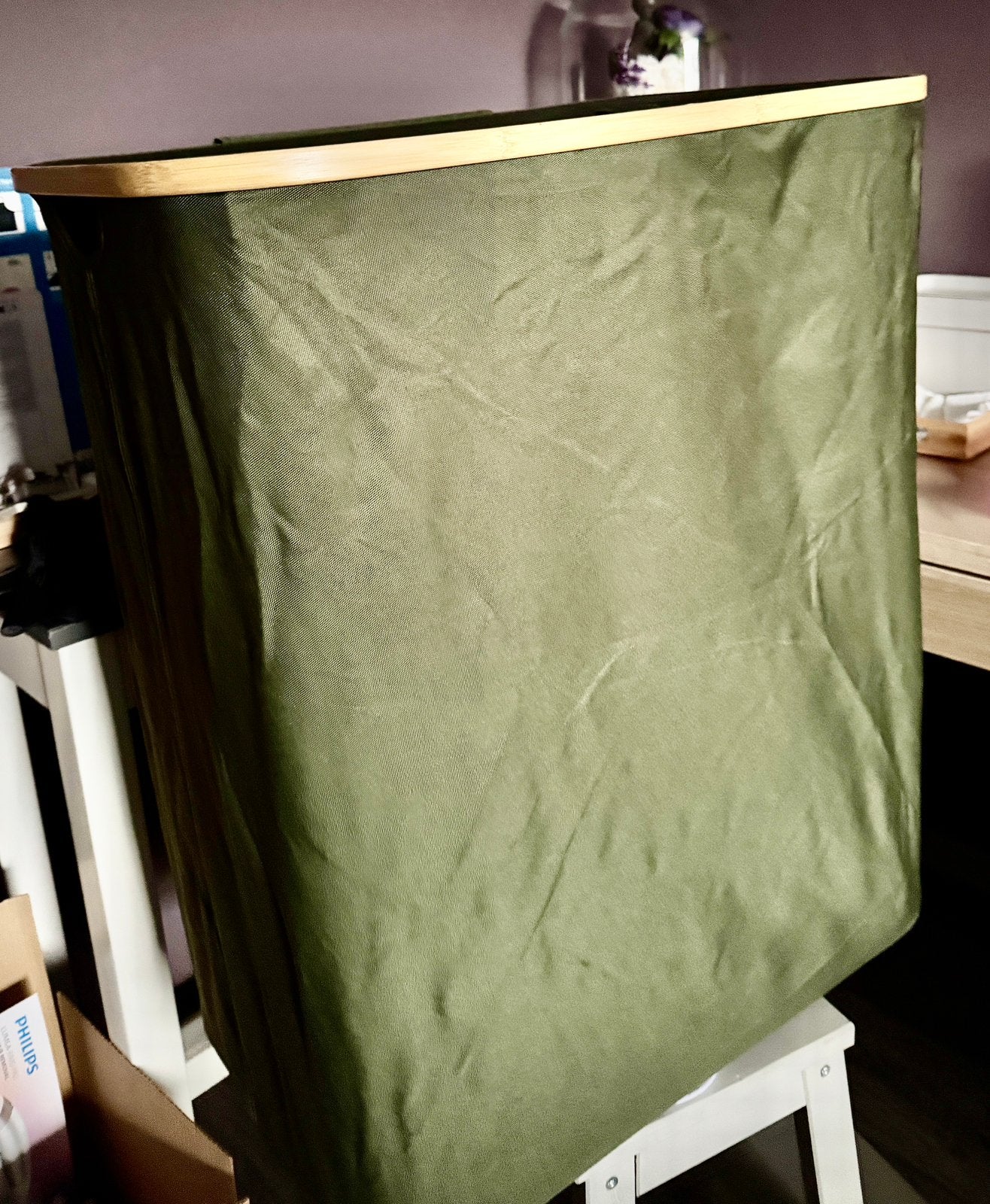 Kroms wasmand groen met 3 uitneembare waszakken: OPHALEN, Ophalen, Overige merken, Zo goed als nieuw, Wasmand