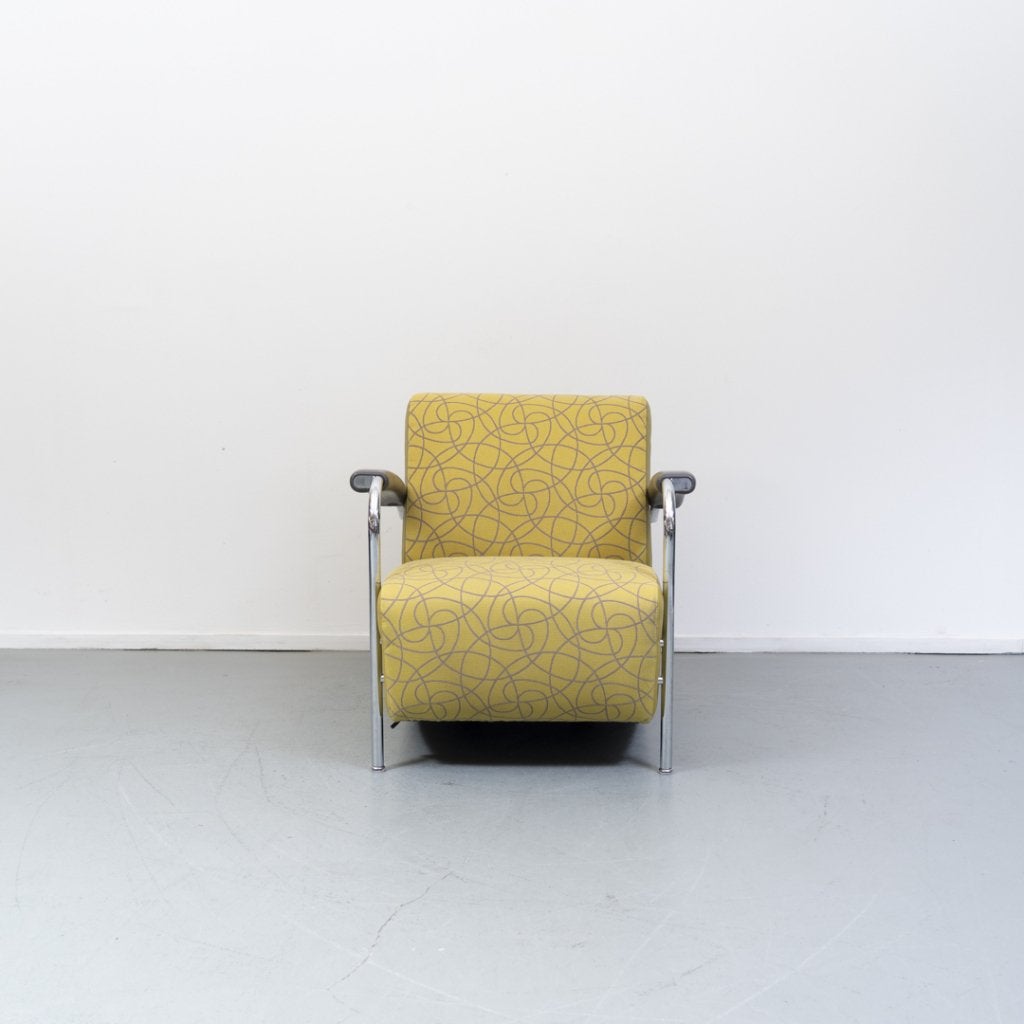 1x Leolux Scylla fauteuils geel rondjes motief, Huis en Inrichting, Niet ingevuld, Niet ingevuld, Leer, Ophalen of Verzenden