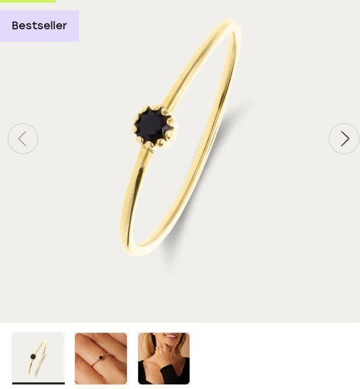 Lucardi 9 Karaat Gouden Ring met Zwarte Steen - Maat 17, Ophalen