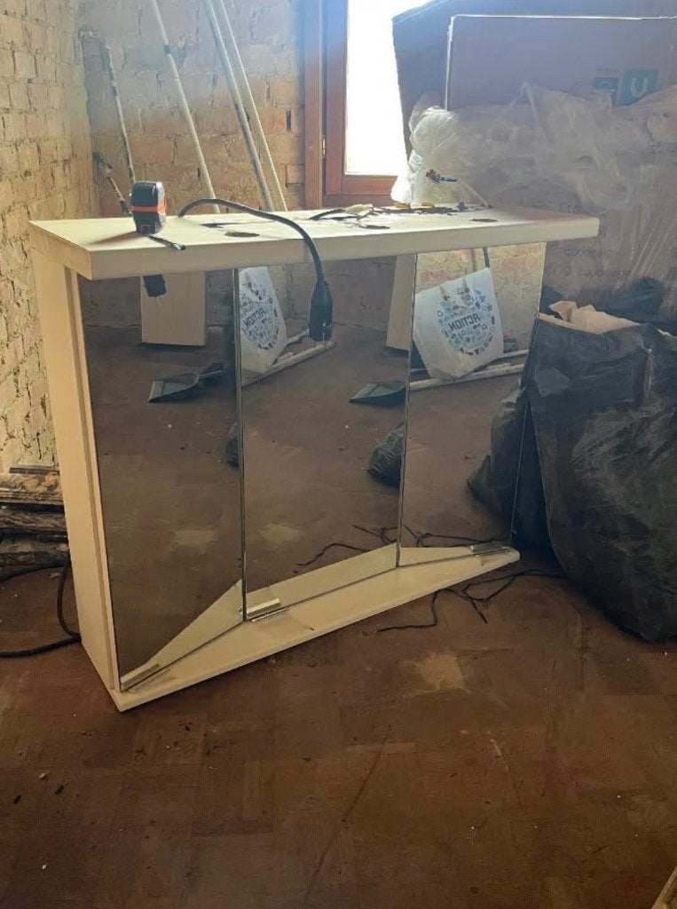 Oudere witte spiegel met opbergruimte – 100x82,5x33 cm, Ophalen, Gebruikt, 75 tot 100 cm, Minder dan 100 cm