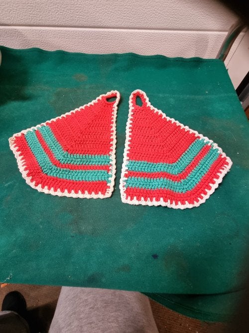 pannenlappen retro gehaakt rood, Ophalen of Verzenden, 'T Olde Gre-j, Info@toldegrej.nl, Endepoelstraat 20f Didam