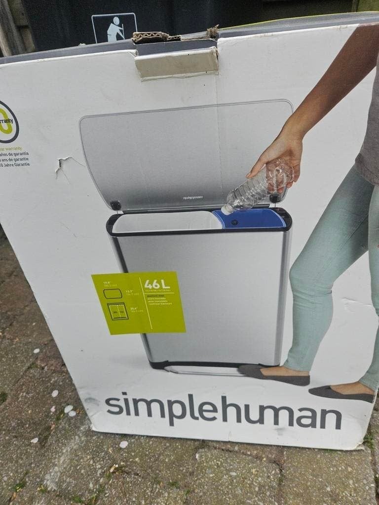 Simplehuman pedaalemmer Rectangular 46 L nieuw in doos., Huis en Inrichting, Met pedaal, Nieuw, 40 liter of meer, Ophalen of Verzenden
