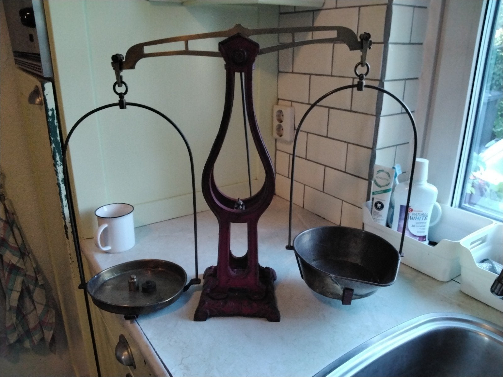 toonbank weegschaal/balans, Antiek en Kunst, Antiek | Gereedschap en Instrumenten, Ophalen of Verzenden