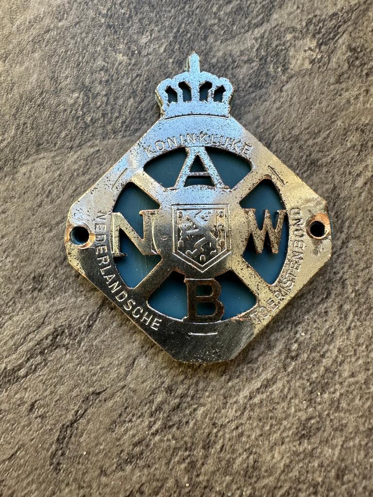 Blauw ANWB embleem. A.N.W.B. logo voor een oldtimer motor., Verzamelen, Ophalen of Verzenden, Gebruikt, Gebruiksvoorwerp