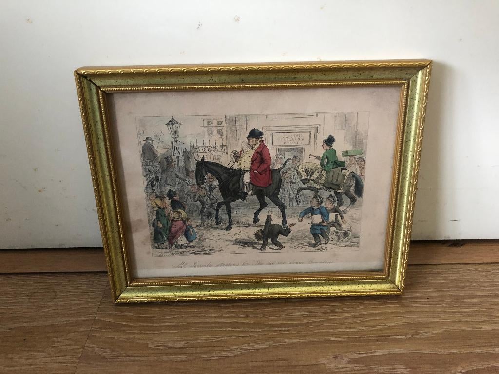 Engelse prent schilder of Mr Jorrocks, Minder dan 50 cm, Gebruikt, Ophalen of Verzenden, Schilderij