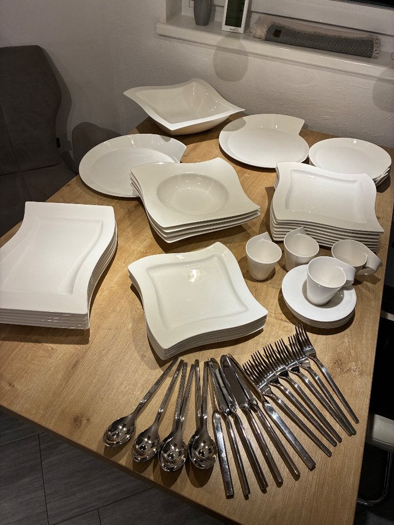 Set Villeroy en Boch Wave met bijpassend bestek, Ophalen, Gebruikt, Villeroy & Boch, Bord(en)