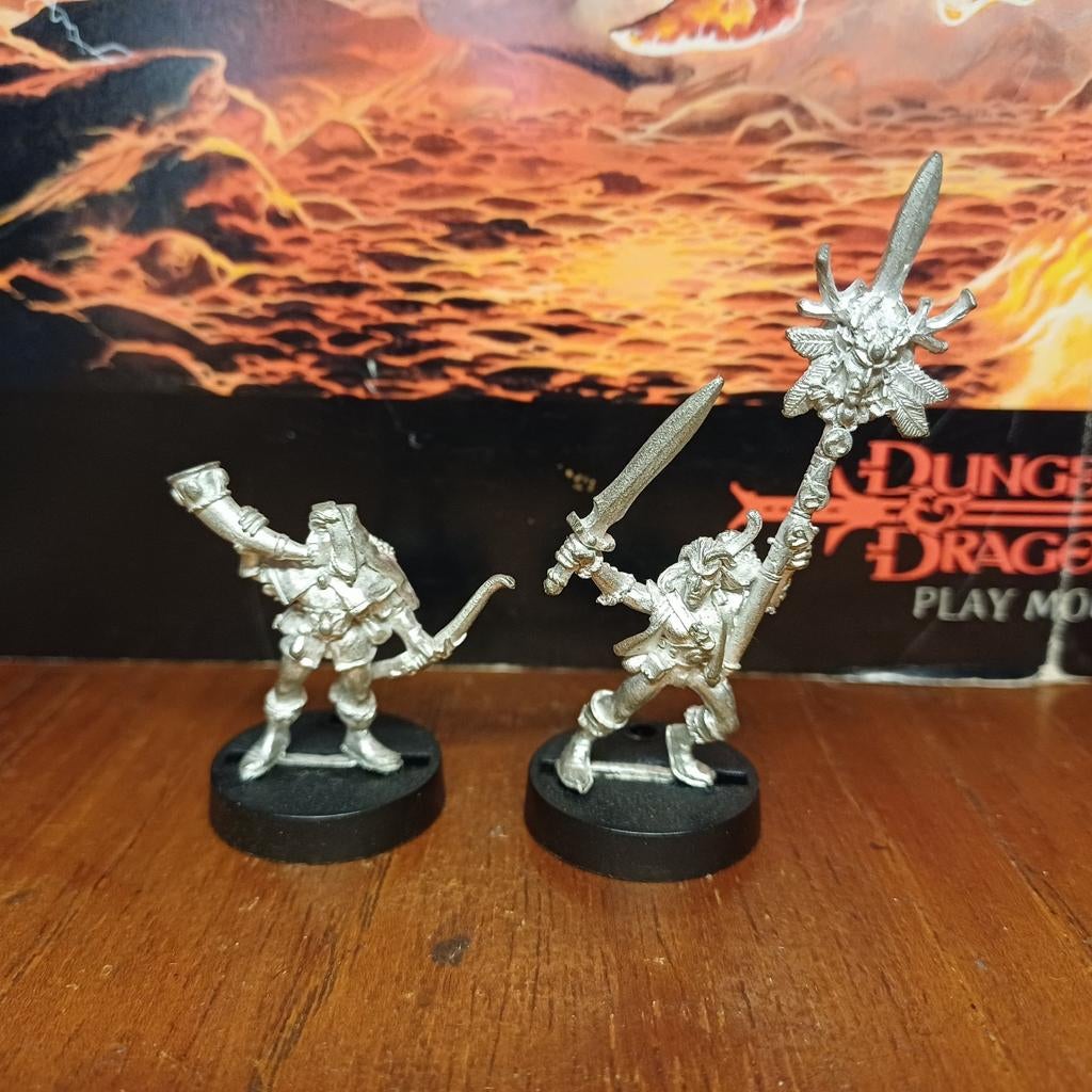 Wood Elf Scout met Banier en Muzikant - Warhammer Fantasy, Ophalen of Verzenden, Warhammer, Geverfd