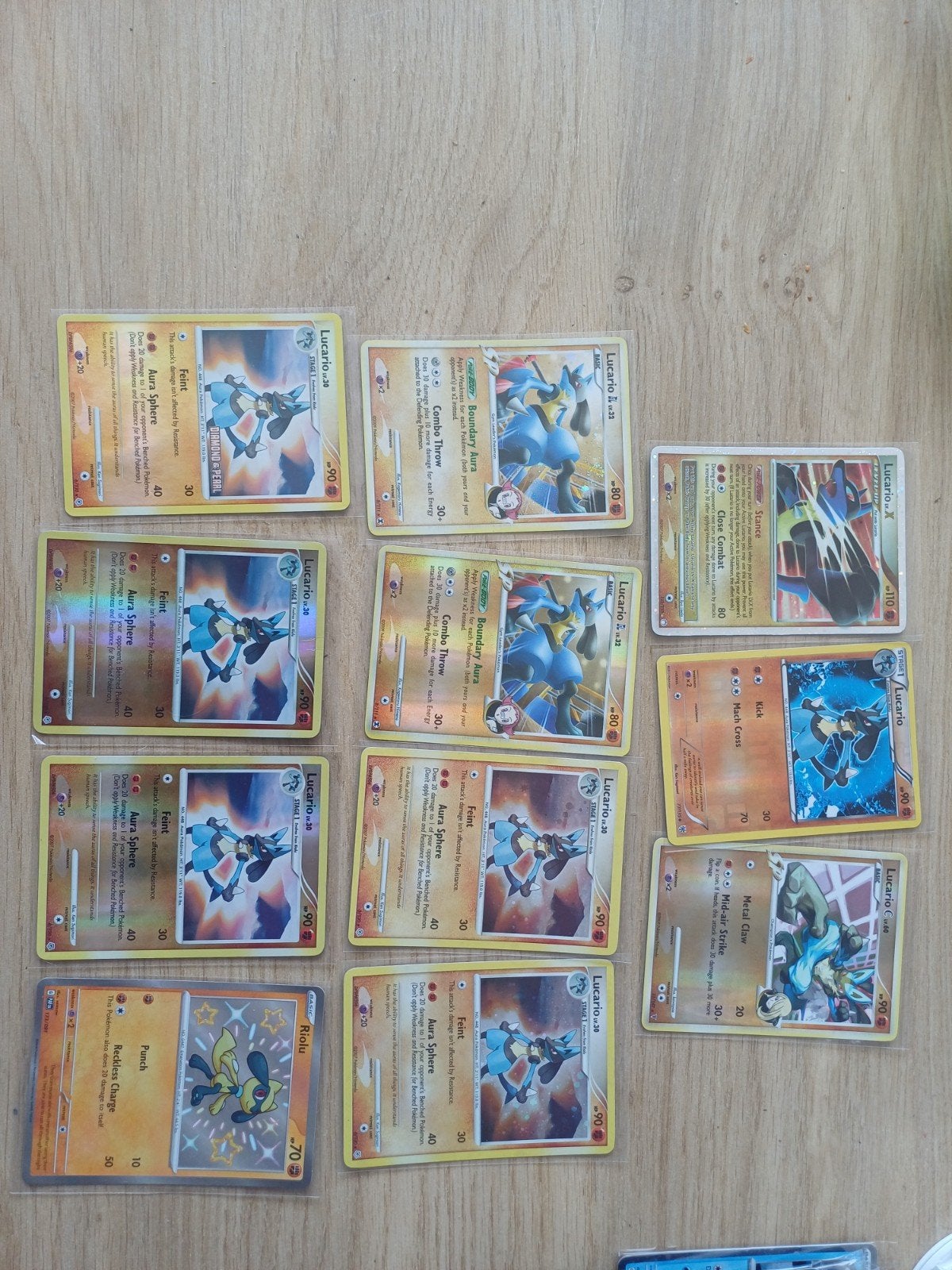 Lucario Pokémon Kaarten Lot - Verschillende Versies, Ophalen of Verzenden, Zo goed als nieuw, Meerdere kaarten, Foil