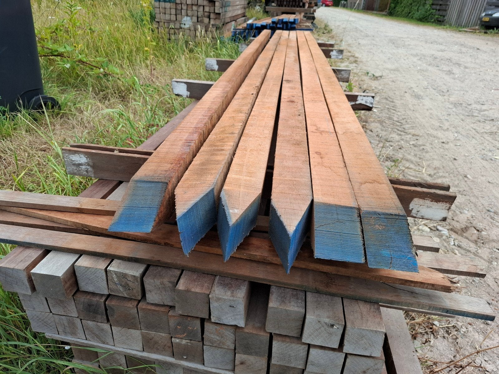 6 x hardhout paal balk 7x7x400 cm bezorgen mogelijk, Ophalen, Nieuw, Hardhout, 250 cm of meer