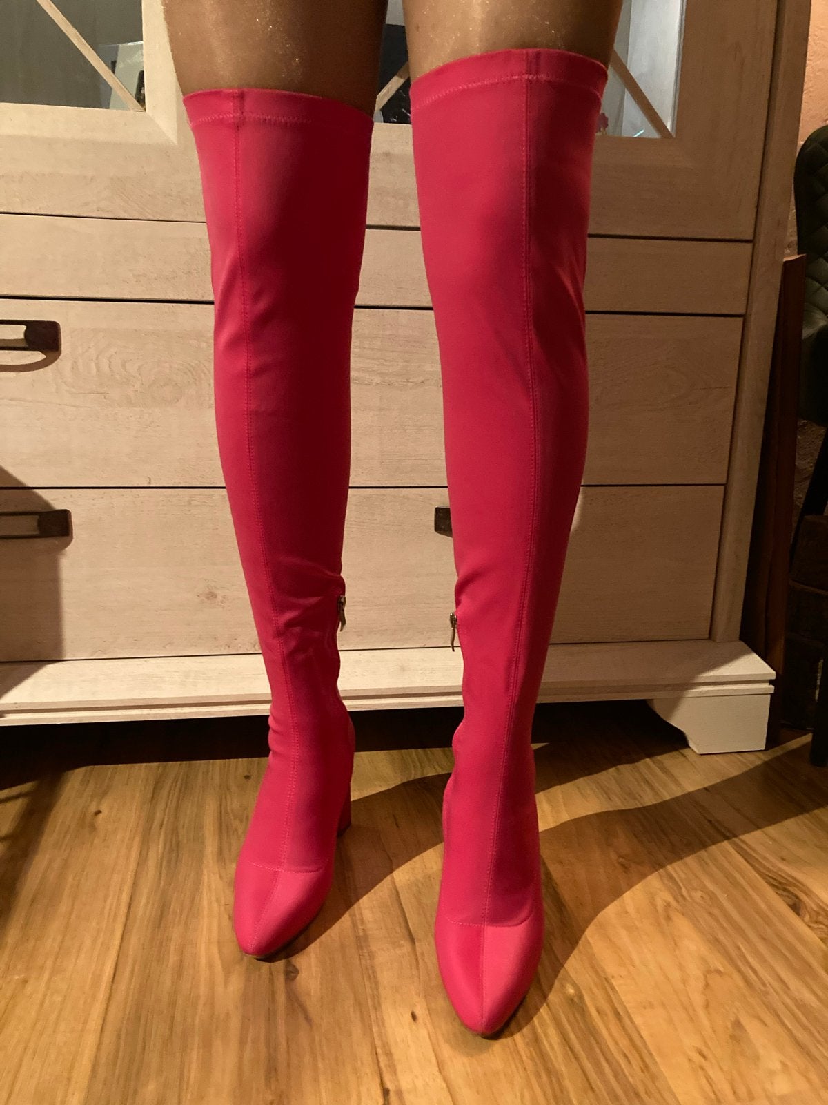 Nieuwe roze overknee laarzen - Maat 38, Kleding | Dames, Hoge laarzen, Verzenden, Nieuw, Roze