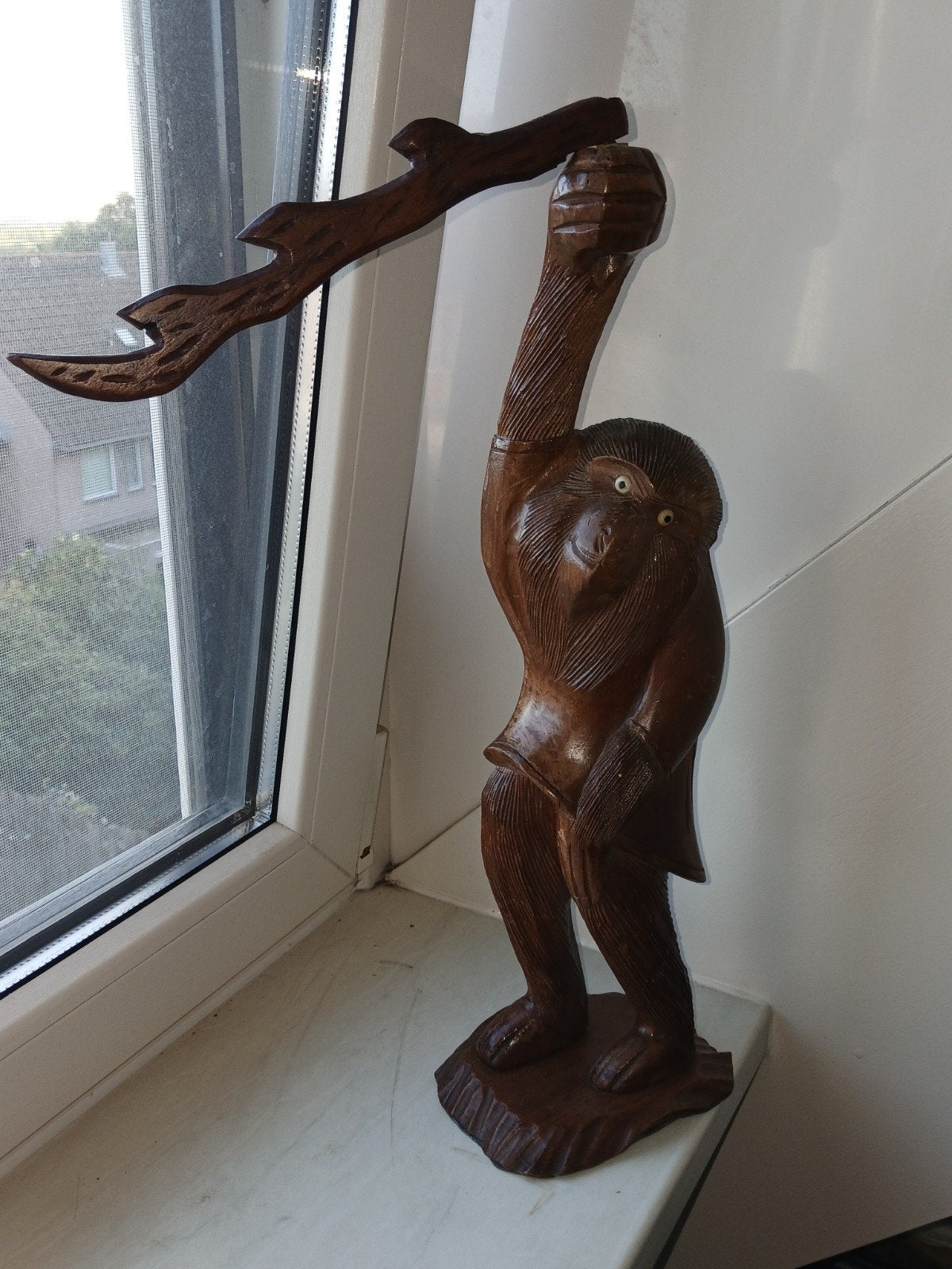 50 cm Uniek handgesneden houten beeld van een aap, Ophalen of Verzenden