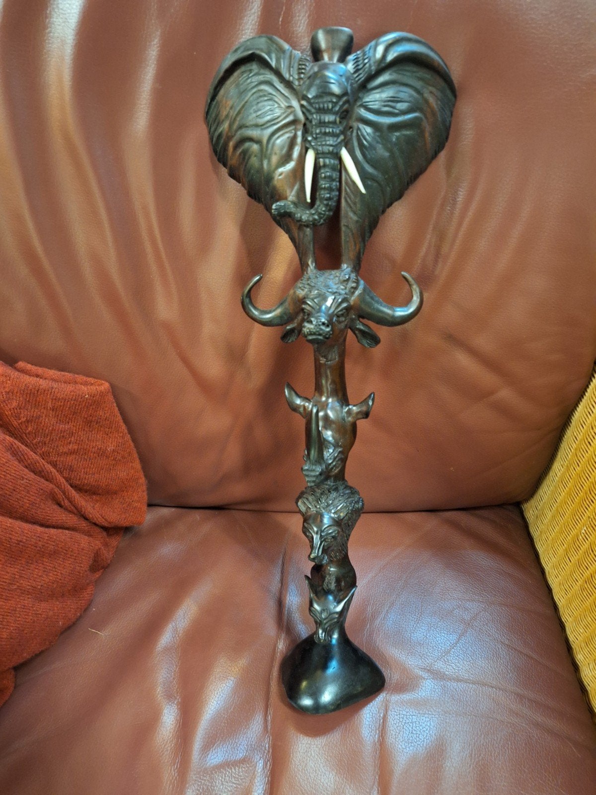 Afrikaans Houtsnijwerk: De Grote Vijf, Antiek en Kunst, Houtsnijwerk, Ophalen of Verzenden, 20 - 50 cm, Hout