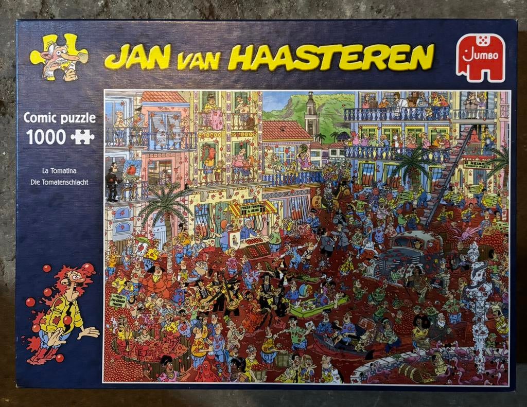 Jan van Haasteren 1000 stukjes La Tomatina, Ophalen of Verzenden, 500 t/m 1500 stukjes, Zo goed als nieuw, Legpuzzel