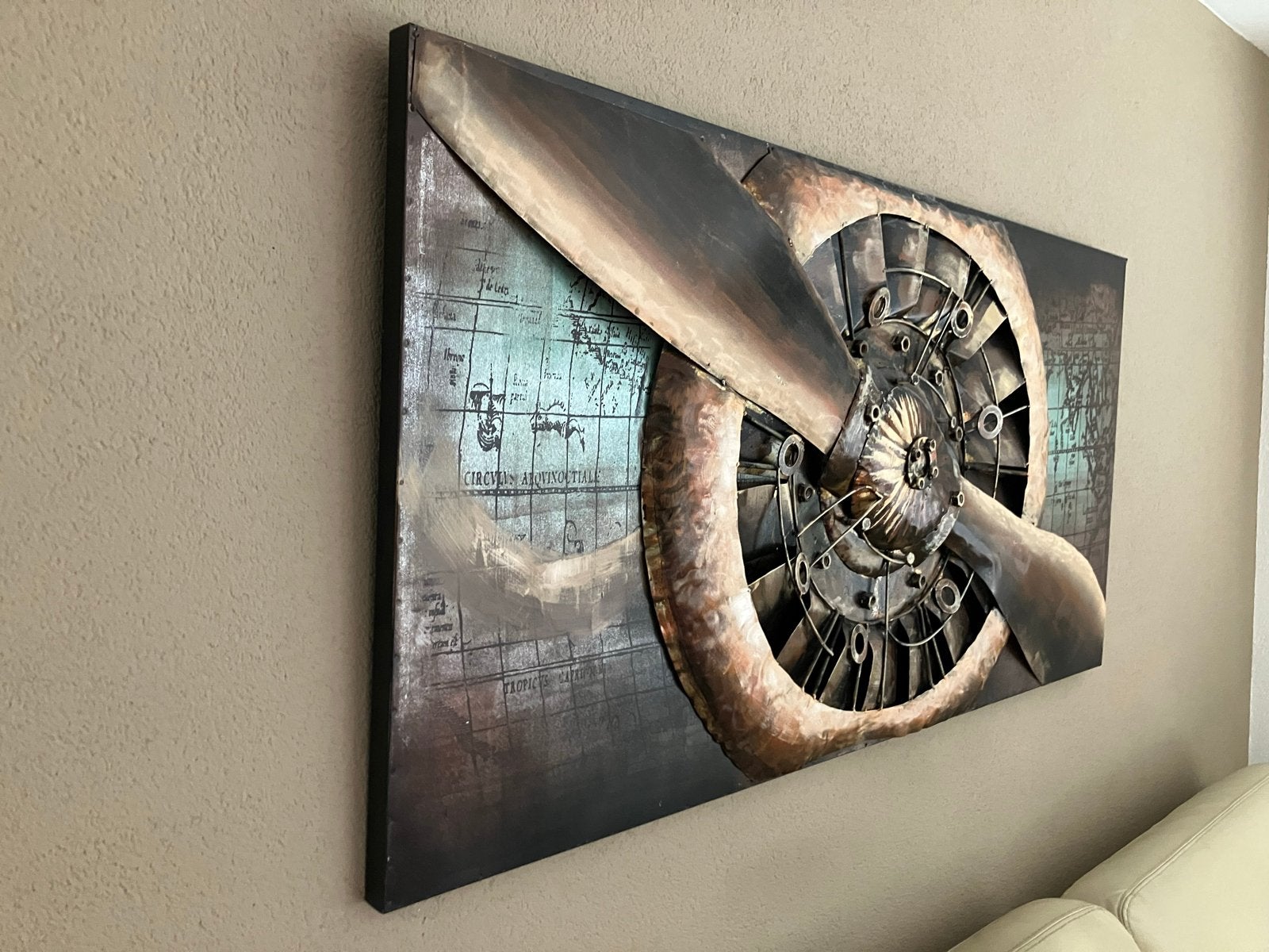 3D Schilderij Stermotor Vliegtuigpropeller 70x140cm, Ophalen, 3D-effect, Voertuigen