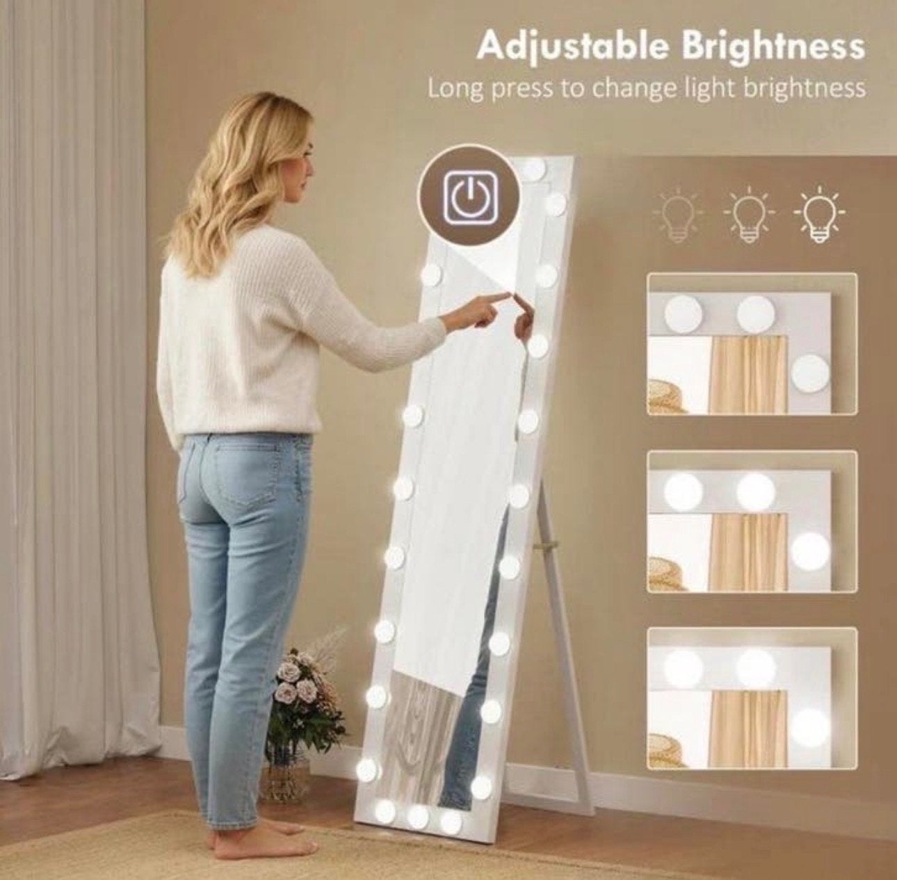 Hollywood spiegel met verlichting - Verstelbare helderheid, Huis en Inrichting, Minder dan 50 cm, 100 tot 150 cm, Nieuw, Ophalen of Verzenden