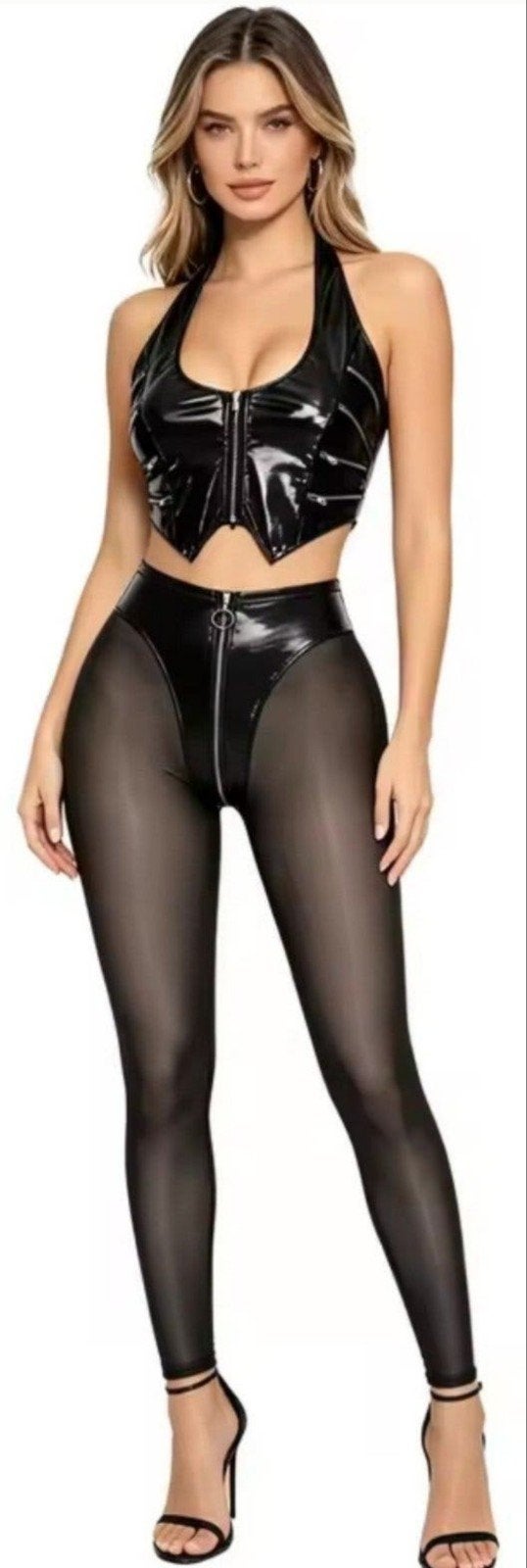 Prachtige Lak Set, Broek en Top, tm XXL, Verzenden, Nieuw