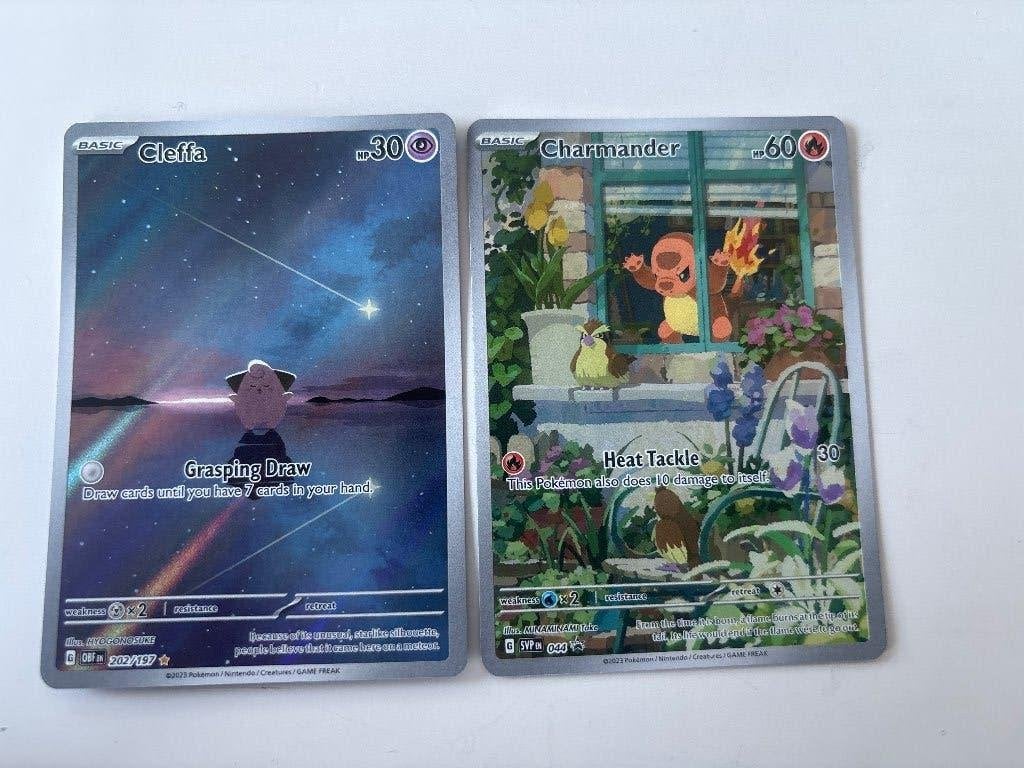 Pokemon kaarten Charmander en Cleffa, Ophalen, Zo goed als nieuw, Meerdere kaarten, Foil