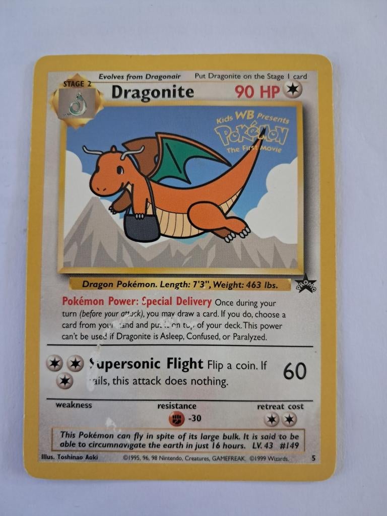 Dragonite WOTC Promo, Ophalen of Verzenden, Zo goed als nieuw, Losse kaart, Foil