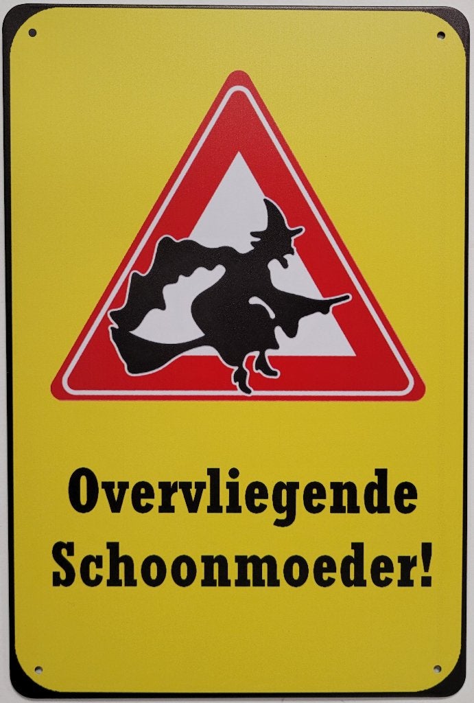 Overvliegende schoonmoeder heks reclamebord van metaal deco, Info@deconoord.nl, Deco Noord, Nieuw, Ophalen of Verzenden