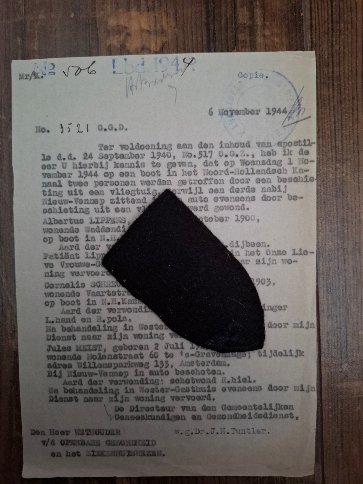 Rapport 6 nov 1944 beschietingen Haarlemmermeer en omstr, Ophalen of Verzenden, Nederland