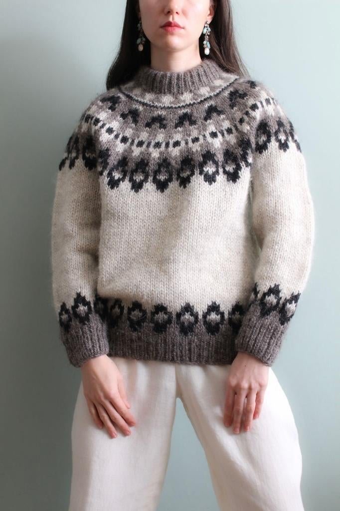 Lopi ijslandse stijl trui in beige bruin S M, Kleding | Dames, Verzenden, Beige, Zo goed als nieuw, Vintage