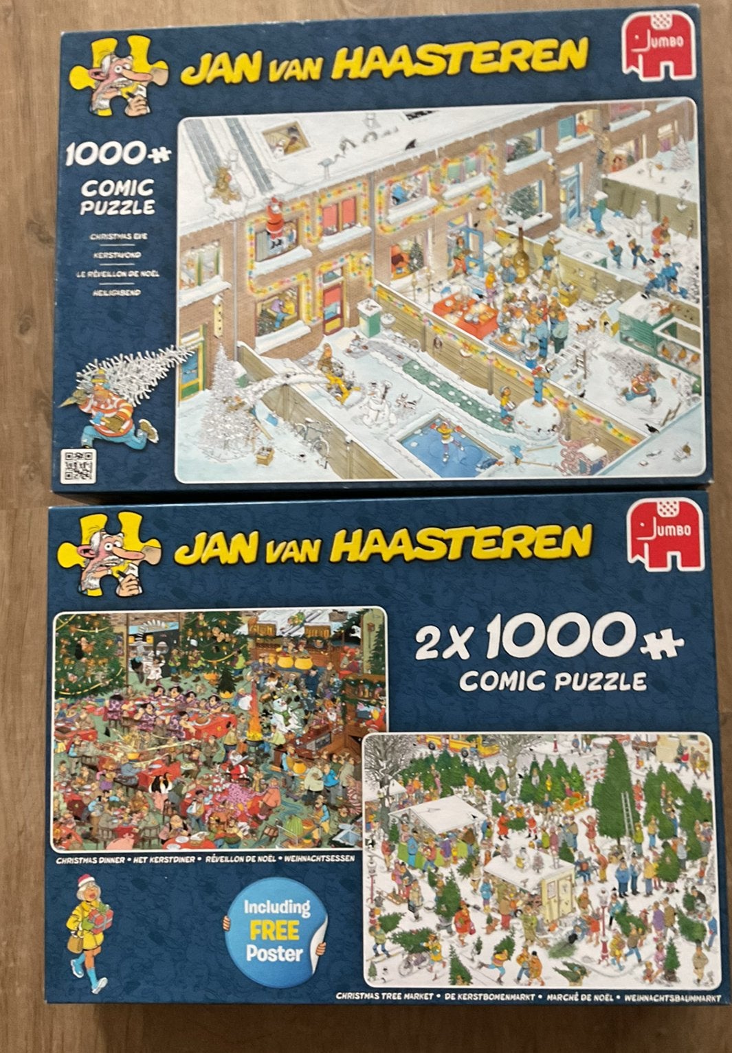 Jan van Haasteren.   3 puzzels met kerst thema., Ophalen of Verzenden, 500 t/m 1500 stukjes, Gebruikt, Legpuzzel
