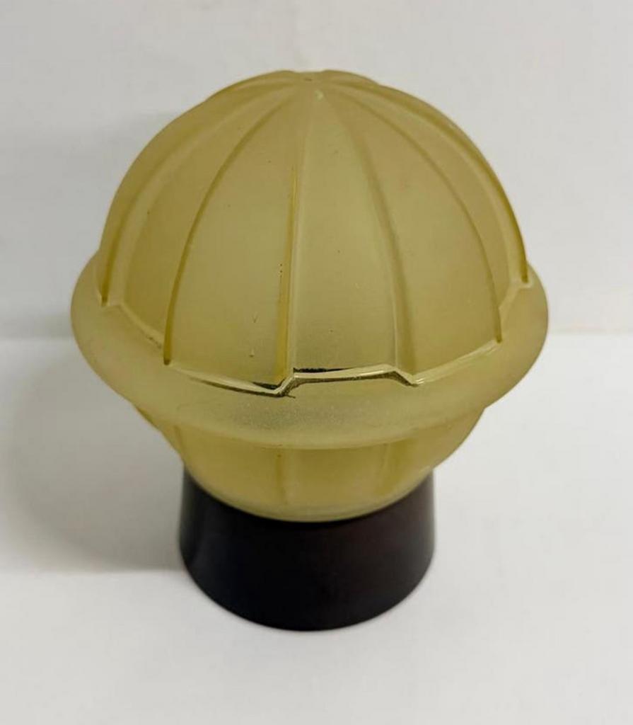 Vintage doorschijnende gele thabur plafondlamp Art Deco 1930, Antiek en Kunst, Antiek | Lampen, Ophalen of Verzenden