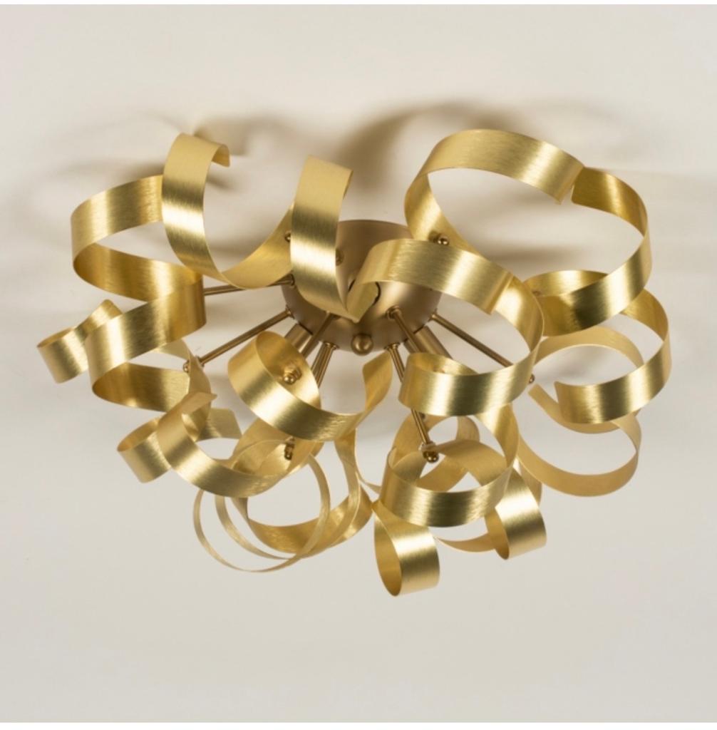 Lumidora Plafondlamp ATOMA 6 Lichts Goud Messing + LED G9, Ophalen, Zo goed als nieuw, Overige typen