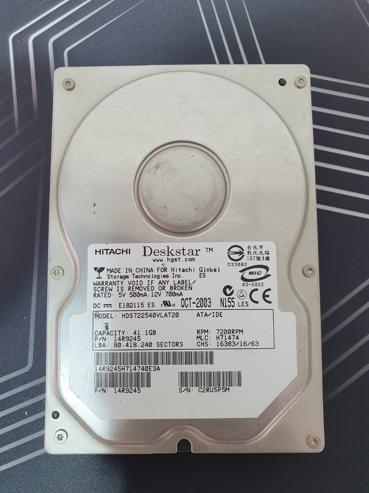 Hitachi Deskstar 41GB harde schijf – 3.5" IDE (PATA), Intern, Gebruikt, ., HDD