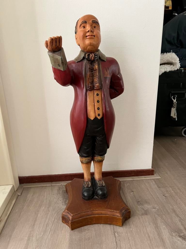Vintage Butler / Lakei Beeld - 80cm - Handgeschilderd, Antiek en Kunst, Kunst | Beelden en Houtsnijwerken, Ophalen of Verzenden