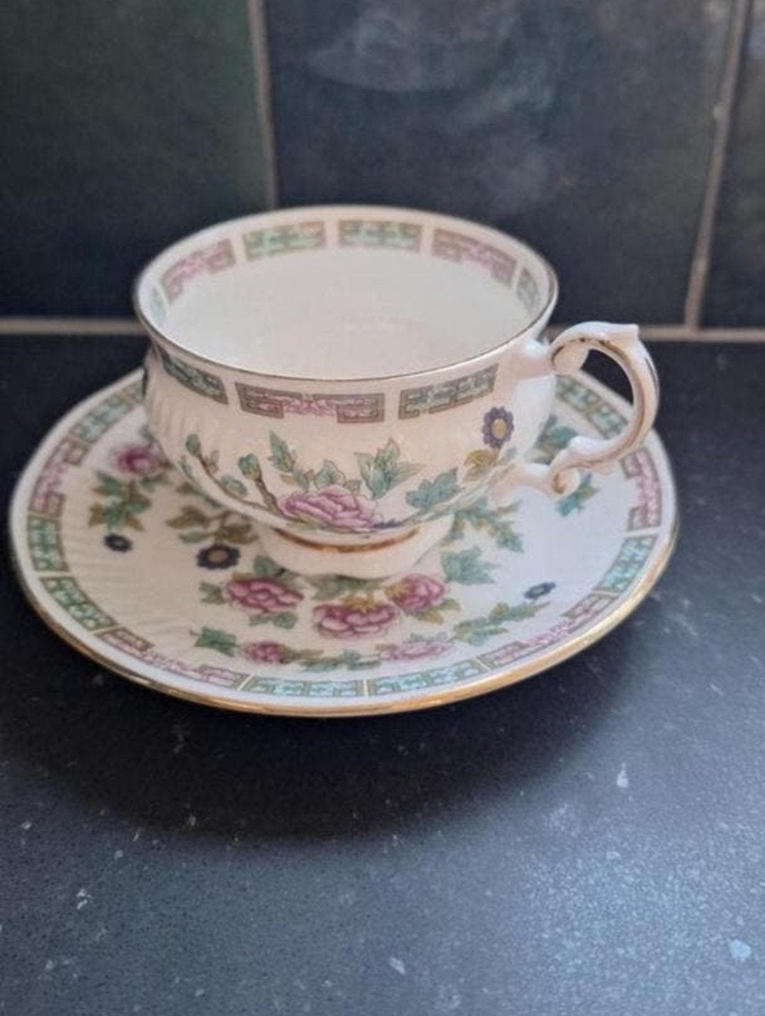 Vintage Elizabethaanse theekop en schotel, Fine Bone China, Ophalen of Verzenden