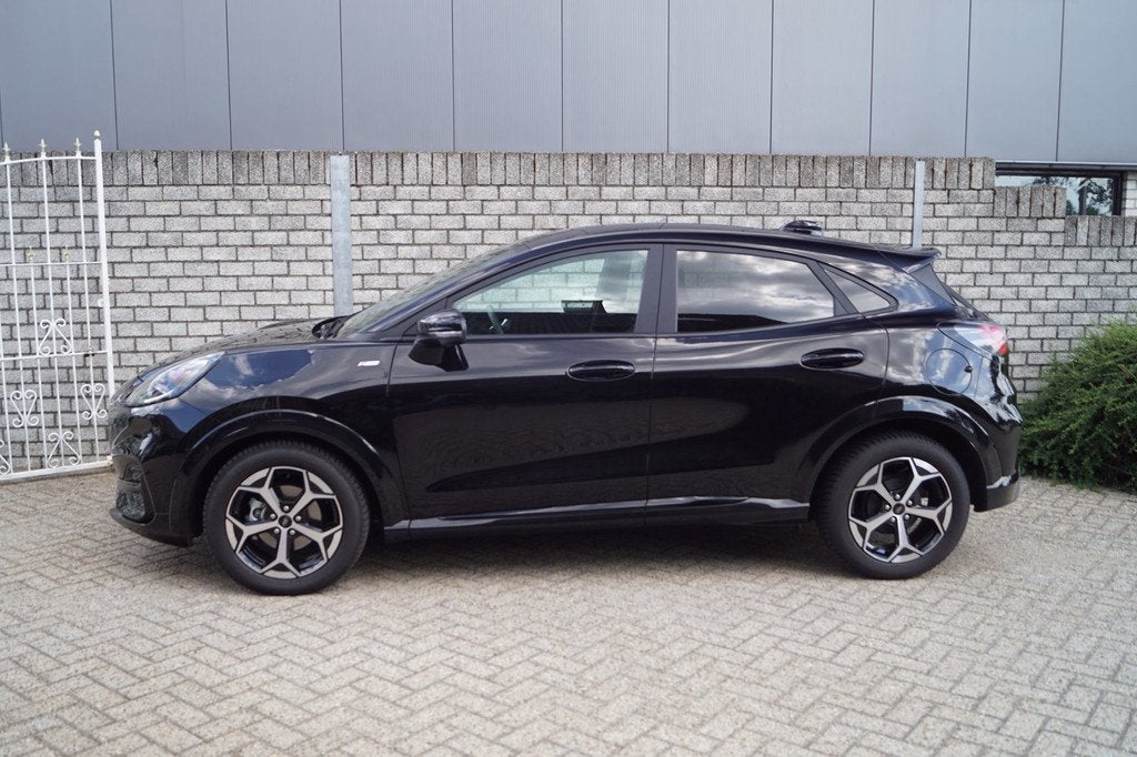 Ford PUMA 1.0 EcoBoost Hybrid ST-Line X Autom Leder/Alcantar, Auto's, Ford, 125 pk, Zwart, Bedrijf, Hybride Elektrisch/Benzine