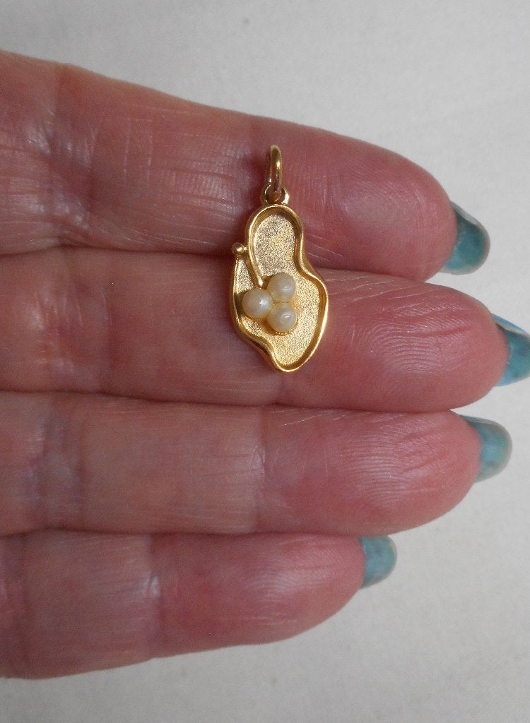 Zilveren goud vergulde hanger nr.245, Verzenden, Gebruikt, Goud, Zilver
