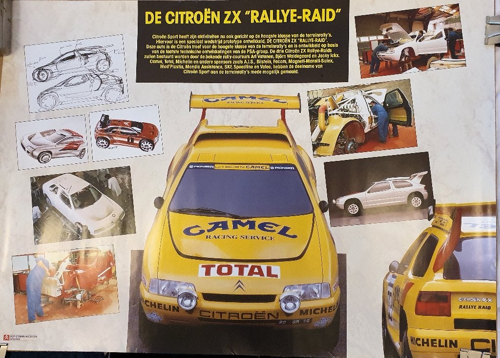 Citroën ZX Rallye-Raid Poster - Zeldzaam Auto Poster, Verzenden, Rechthoekig Liggend, Zo goed als nieuw, Sport